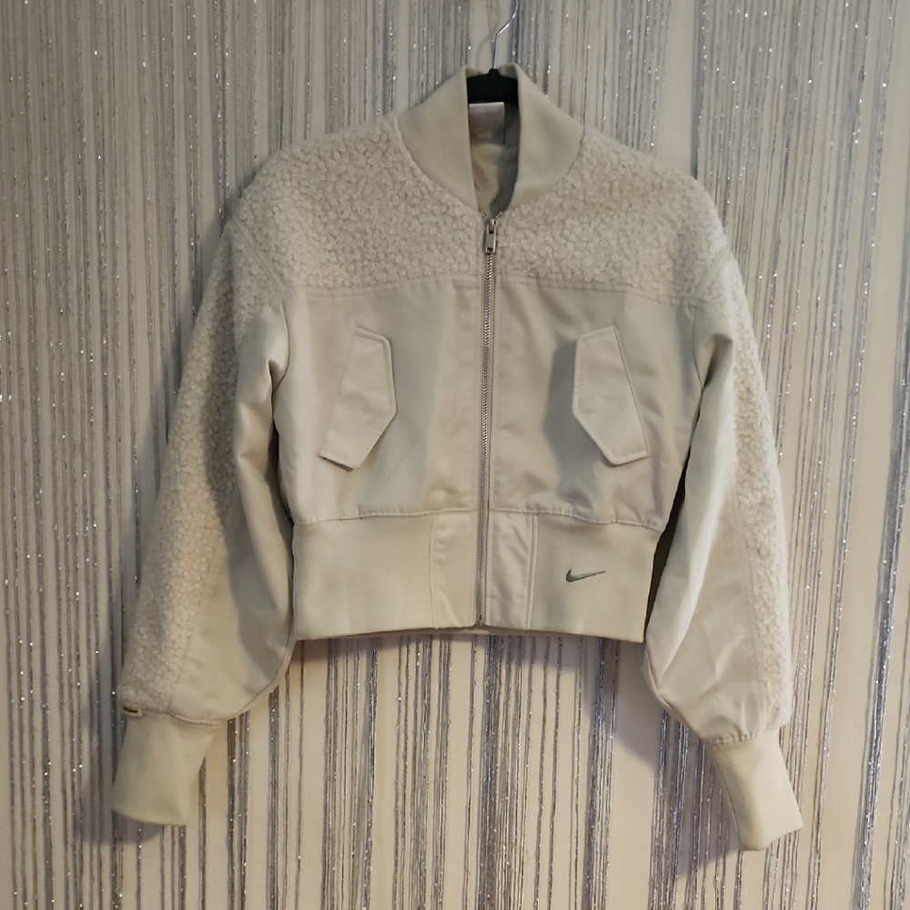 nike sportswear high pile fleece bomber Women's Cream Jacket XS
